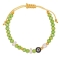 Βραχιόλι μακραμέ, με στρογγυλό ματάκι, μαργαριταράκια, επίχρυσες μπίλιες και πράσινες γυάλινες χάνδρες, της Excite Fashion Jewellery.  B-1435-01-04-5
