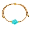 Χειροποίητο βραχιόλι της Excite Fashion Jewellery, χρωματιστό κορδόνι, τιρκουάζ χελωνάκι και χρυσές μπίλιες. B-1773-04