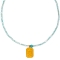 Χειροποίητο κοντό κολιέ, με γαλάζιες φίλντισι χάντρες, τιρκουάζ, και κρεμαστό μοτίφ ματάκι, από επιχρυσωμένο ανοξείδωτο ατσάλι (δεν μαυρίζει), της Excite Fashion Jewellery. K-1779-14