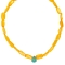 Χειροποίητο κοντό κολιέ, με κίτρινες ασύμμετρες πέτρες, σταγόνα με γαλαζοπράσινο  κρύσταλλο, από επιχρυσωμένο ανοξείδωτο ατσάλι (δεν μαυρίζει), της Excite Fashion Jewellery. K-1780-16