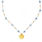 Κολιέ με aqua και χρυσές χάντρες, κρεμαστό μοτίφ αχιβάδα, από επιχρυσωμένο ανοξείδωτο ατσάλι της Excite Fashion Jewellery. K-1785-07