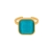 Δαχτυλίδι από επιχρυσωμένο ανοξείδωτο ατσάλι, με πετρόλ τετράγωνη πέτρα από κρύσταλλο , της Excite Fashion Jewellery. R-216-BLUE