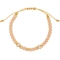 Χειροποίητο βραχιόλι μακραμέ με nude γυάλινες χάνδρες, περλίτσες και χρυσές ροδέλες από την Excite Fashion Jewellery. B-1430-01-02-49