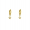 Κρικάκια Excite Fashion Jewellery με κρεμαστά αστεράκια και λευκά ζιργκόν από επιχρυσωμένο ασήμι 925. S-67-G-78