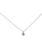 Κολιέ Excite Fashion Jewellery μονόπετρο με γαλάζιο ζιργκόν από ασήμι επιπλατινωμένο 925 K-21-AQUA-S-59