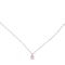 Κολιέ Excite Fashion Jewellery  μονόπετρο με ροζ  ζιργκόν από επιπλατινωμένο  ασήμι 925. K-21-ROZ-S-59