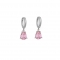Σκουλαρίκια κρικάκια Excite Fashion Jewellery  με κρεμαστό μοτίφ και ροζ ζιργκόν από επιπλατινωμένο ασήμι 925. S-42-ROZ-S-135