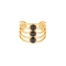 Δαχτυλίδι Excite Fashion Jewellery, φαρδύ, διάτρητο, με σειρά  μαύρες πέτρες από ανοξείδωτο επίχρυσο ατσάλι. R-69-49G