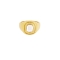 Δαχτυλίδι Excite Fashion Jewellery με λευκή τετράγωνη πετρα, ανάγλυφη ροζέτα από ανοξείδωτο επιχρυσωμένο ατσάλι.R-YH1267A-WHITE-G-75 