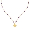 Κολιέ  Excite  Fashion Jewellery,  ροζάριο με  γυάλινες μωβ πέτρες και μοτίφ ματάκι με κρυσταλλάκια  από ανοξείδωτο επιχρυσωμένο ατσάλι. K-1707-01-24-99
